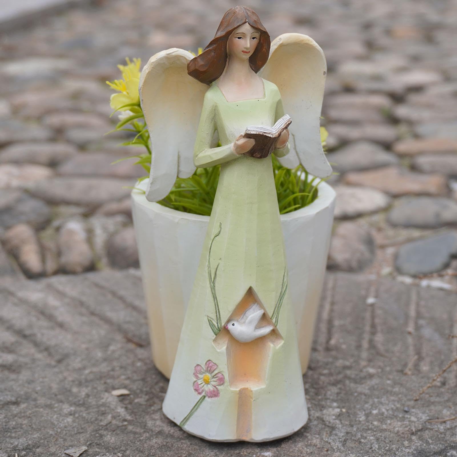 Amazon.co.jp: エンジェルプランター - 天使の置物植木鉢、樹脂