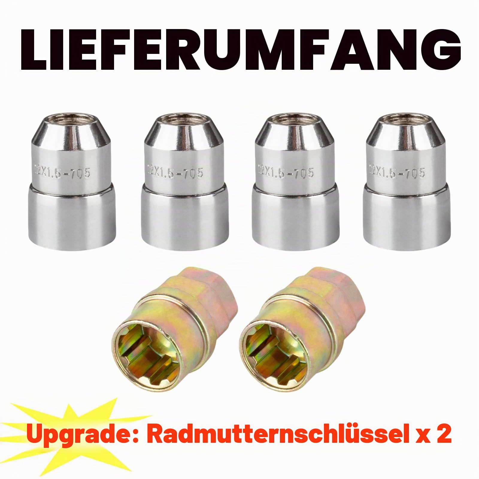 4Pcs M12x1.5 Radmutter Öse aus legiertem Stahl Diebstahlsicherung Universal für Auto