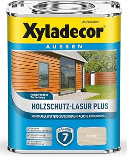 Xyladecor Holzschutz-Lasur Plus, Maximaler Wetterschutz und einfachste Anwendung, Farblos, 750 ml