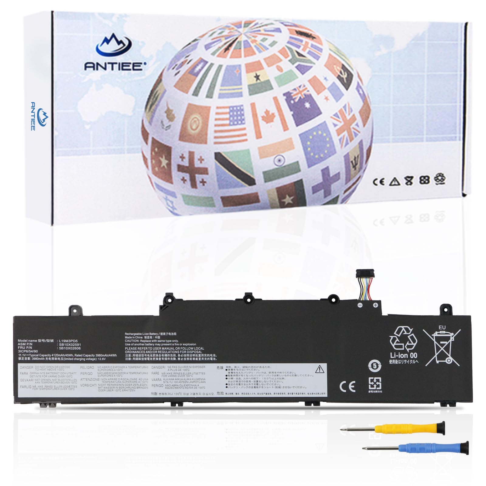 ANTIEE 45Wh L19M3PD5 Batería para Lenovo ThinkPad E14 E15 2020 2021 2022 2nd 3rd 4th Gen 2 3 4 G2 G3 G4 20T8 20TD 20YG 20YJ 20T6 20Y7 20YJD 20YE 20YF 21E3 L20M3PD4 L20C3PD4 L19C3PD5 L19L3PD5