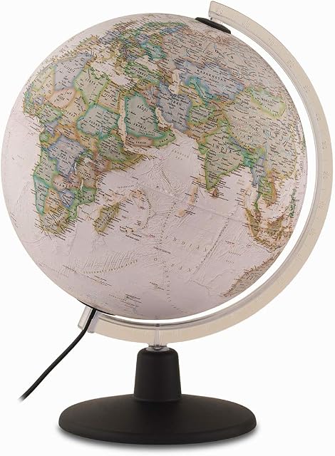 Tecnodidattica  NATGEO Executive Globe | Illuminated and revolving |Political and physical cartography in vintage National Geographic style | Text in English | 12"/30cm Diameter