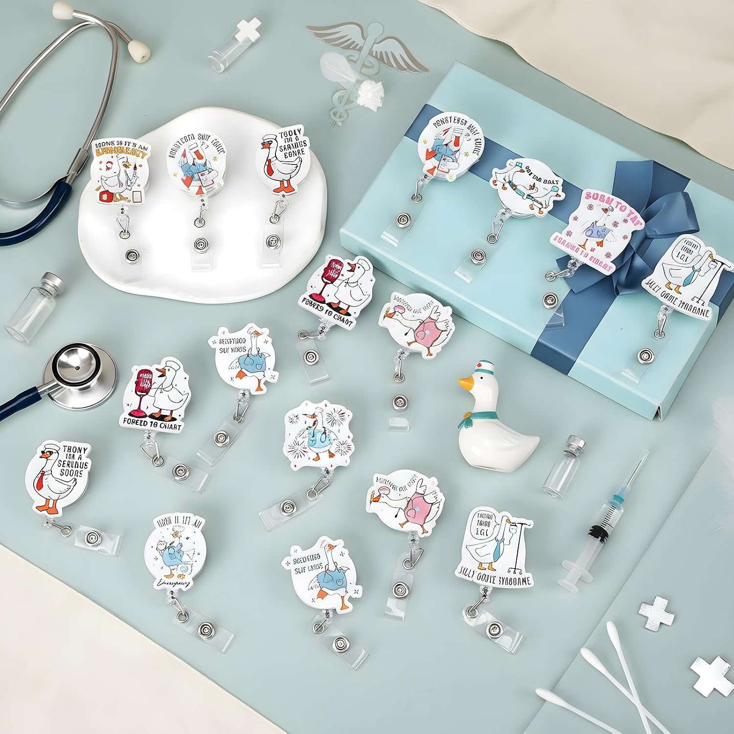 Kenning 24 Pcs Serious Goose Badge Reel Silly Goose Funny Nurse Badge image 2