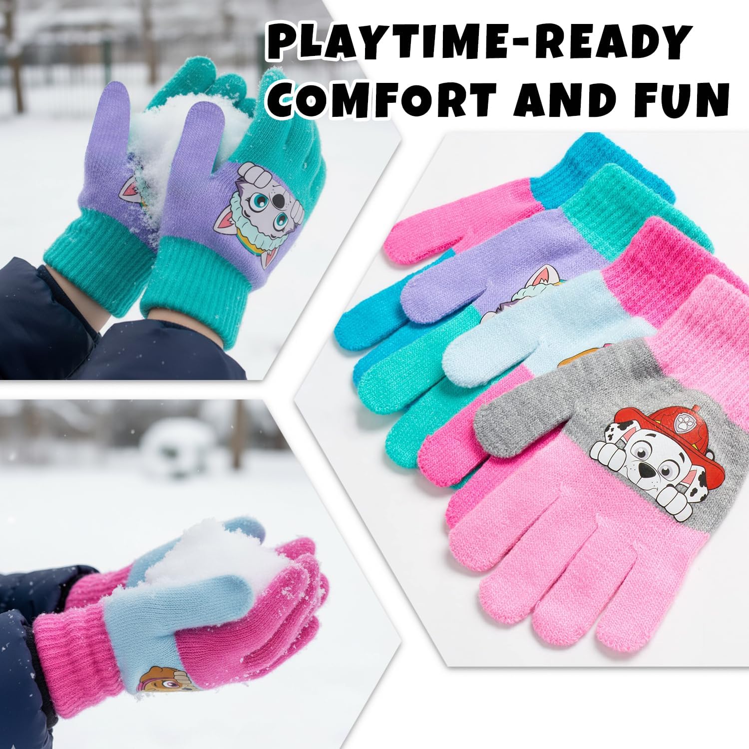 Nickelodeon Girls' Paw Patrol Ski Gloves - Marshall, Chase, Rubble Ski Gloves or Mittens (2-7) - Image 4