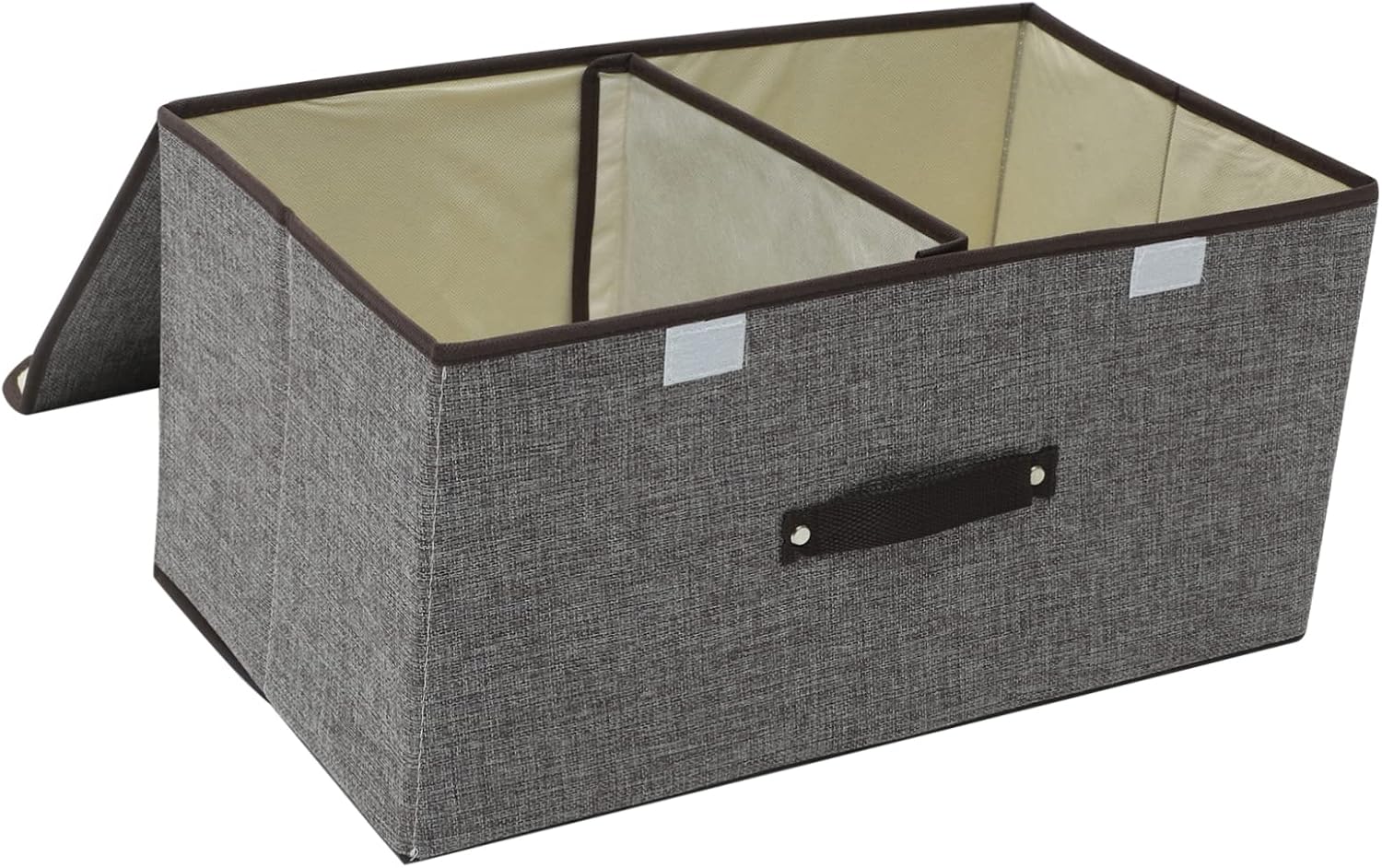 MAGICLULU Foldable Cotton Linen Storage Box with Lids and Handles, Gray