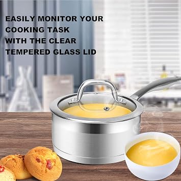Duxtop Stainless Steel Sauce Pan with Lid, 2.5 Quart Induction Cooking Pot