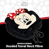 Vista 2 de FUL Disney Minnie Mouse - Almohada de cuello con capucha y orejas 3D, accesorios de viaje para avión, automóvil y oficina, cómoda y transpirable