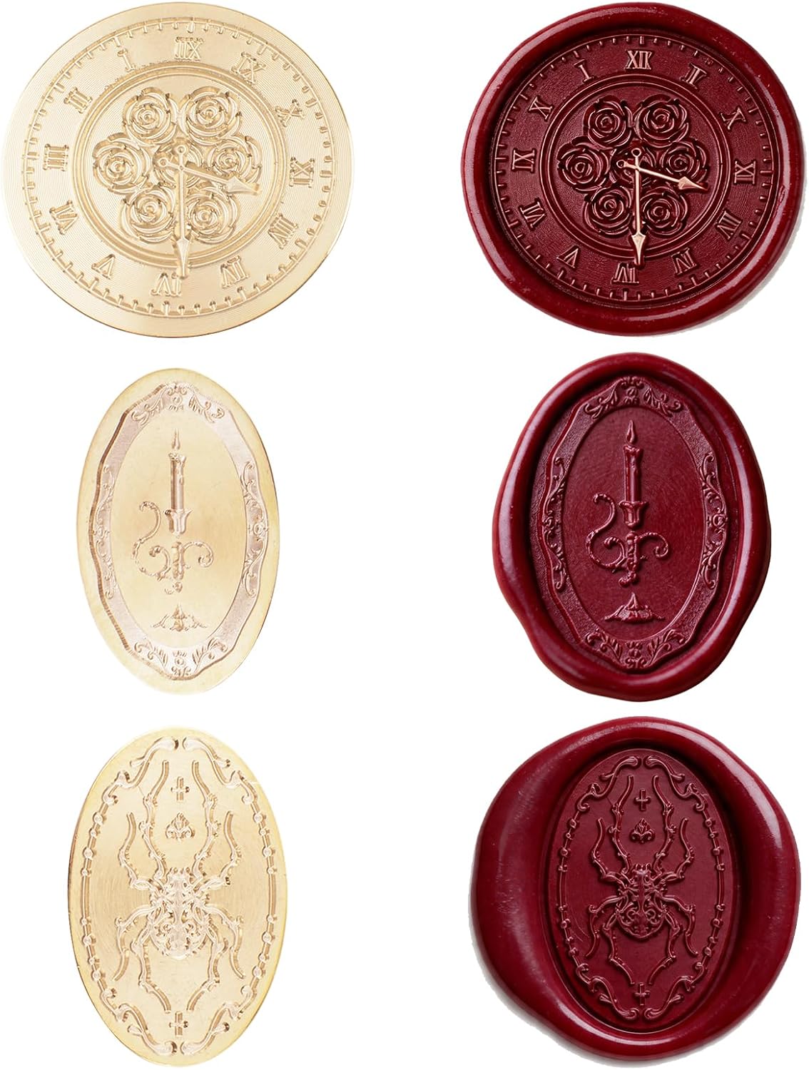 3Pcs Vintage Fire Paint Stamp Head, 3D Photo Frame Wax Seal Stamp Embossing Stamp Heads for Wedding Invitation Gift Packaging Envelope Scrapbooking