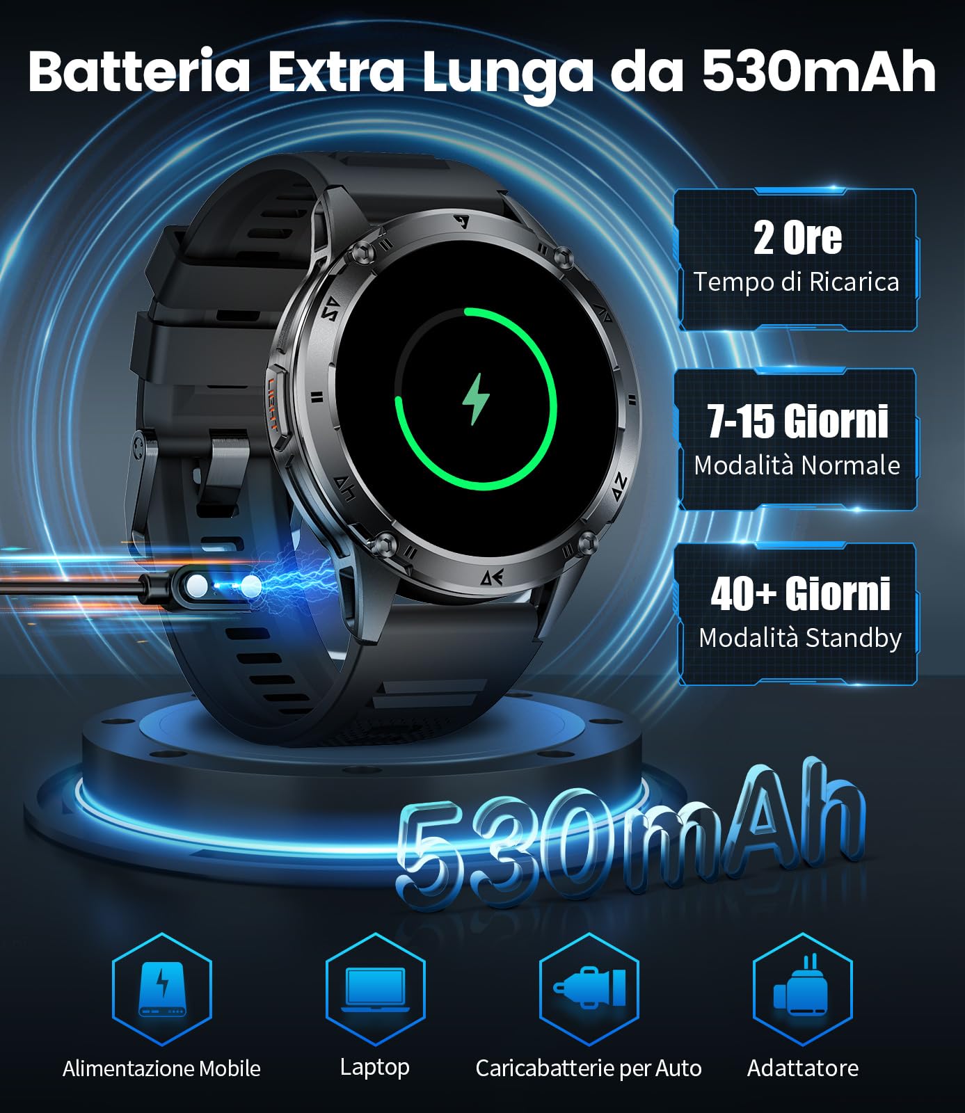 Smartwatch Uomo con Chiamate Bluetooth, Orologio Smartwatch Uomo 1.43'' HD AMOLED, Monitor Cardiofrequenzimetro, Sonno, SpO2, 110+ Sport, IP68 Impermeabile per Android iOS