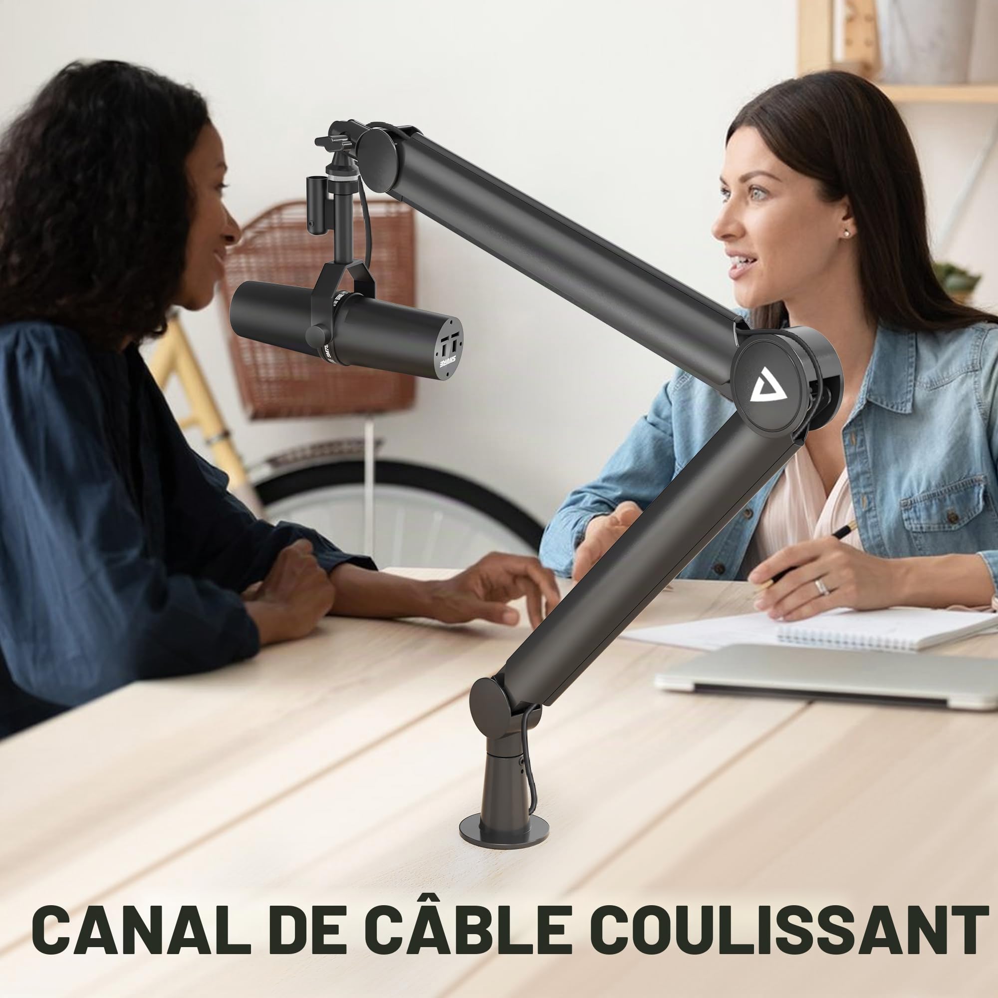 Thronmax-S8 Bras Micros, Supports pour Micros Réglable rotatif à 360 °, Pied de microphone à Ciseaux avec Câble Intégré en acier inoxydable pour Blu Yeti, 1/4“，3/8" to 5/8" Universelle