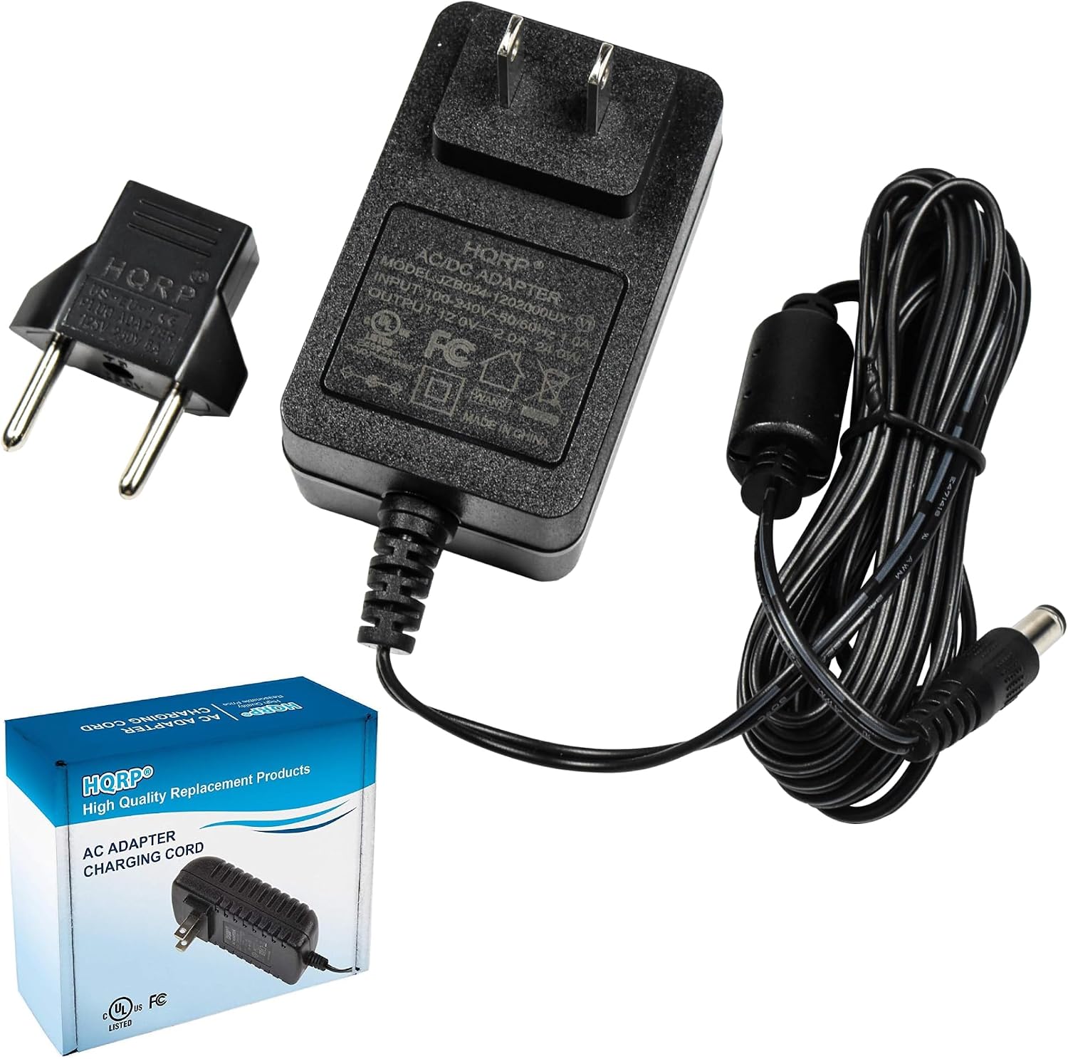 HQRP AC Adapter/Power Supply Compatible with Yamaha PA5C / PA-5C / PA-5D / PA5D / PA-150 / PA150 Replacement fits PSR-E433 Digital Keyboard [UL Listed] + Euro Plug Adapter