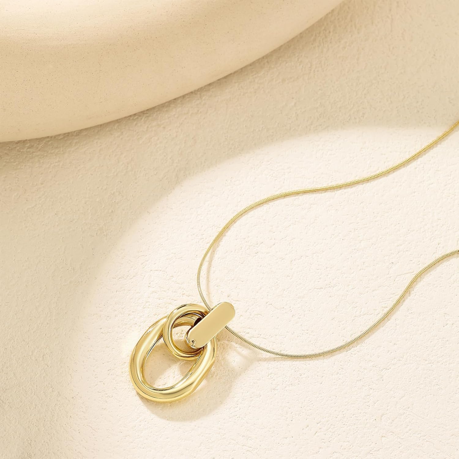 Dr's gift Gold Knot Pendant Necklace for Women Geometric Drop Chunky Gold Necklace 14K Gold Plated Statement Necklaces - Image 3