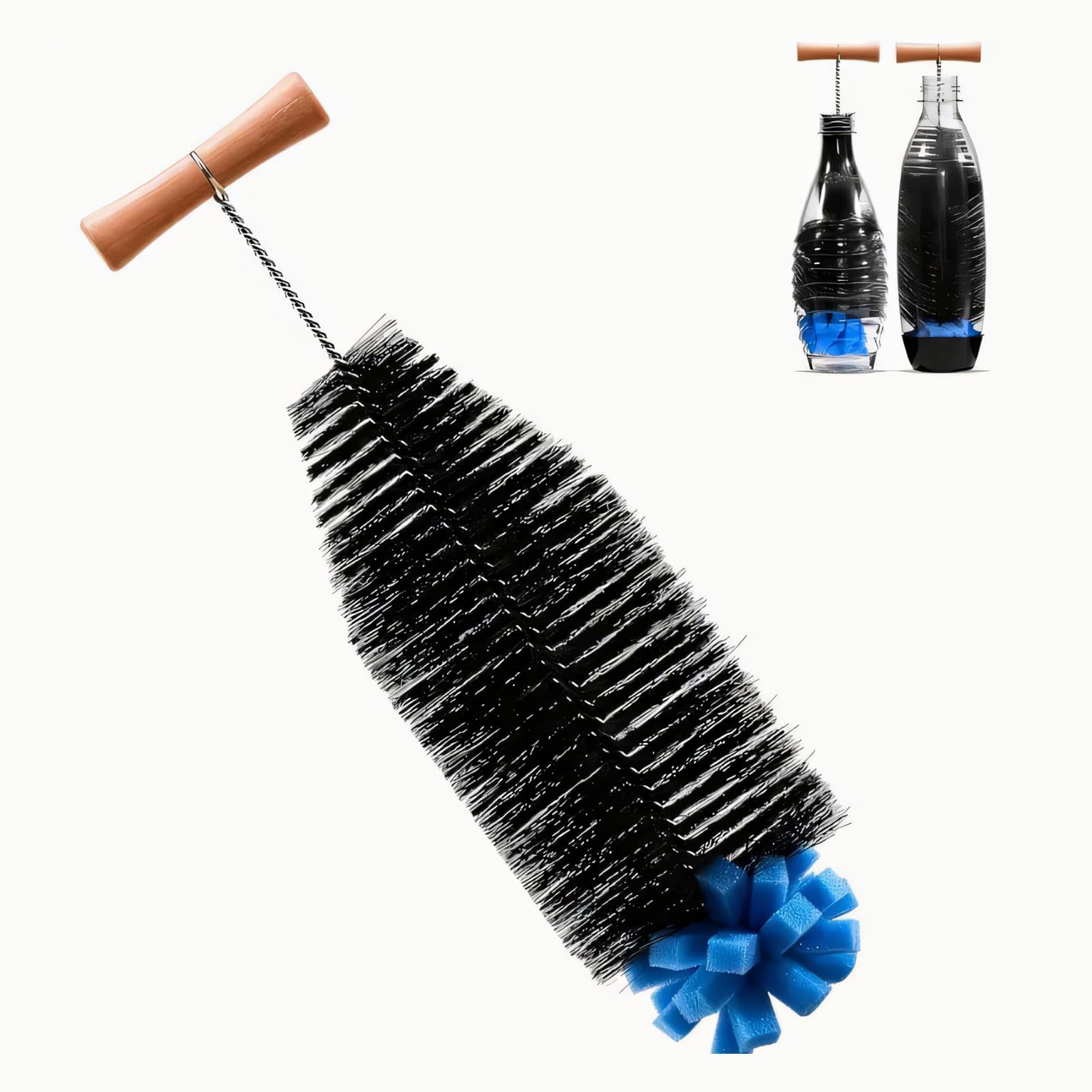 Scovolino per Bottiglie 31 cm con Testa in Spugna Morbida, Pulizia Senza Graffi Potente per Bottiglie Sodastream, Duo, Vetro e Plastica – Spazzola Lunga Ergonomica e Durevole