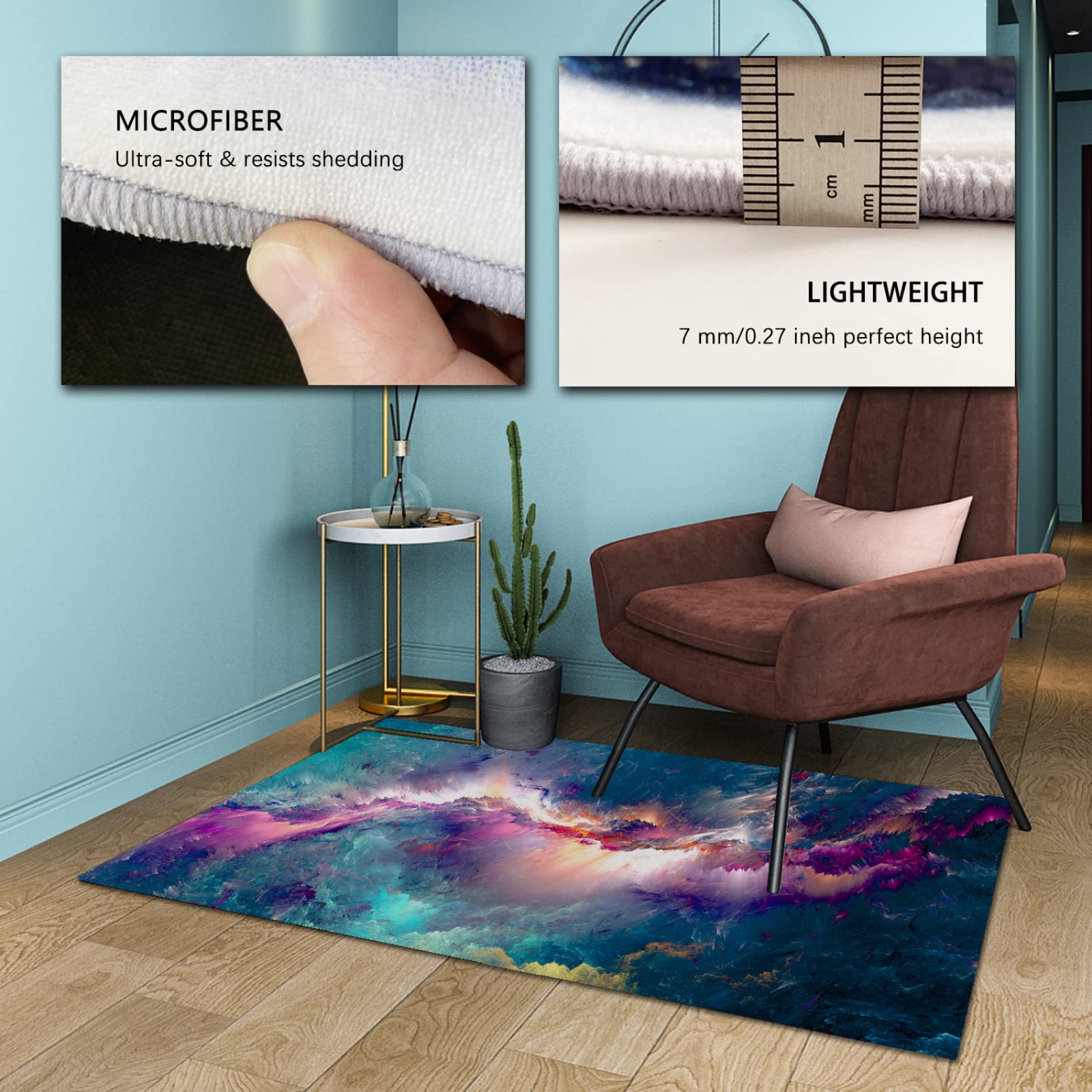 Glitzer Lila Donner Rechteck Bereich Teppich rutschfeste Innenbodenmatte für Schlafzimmer Eingang Fußmatte Abstrakte Wolken Teppiche 150x240cm