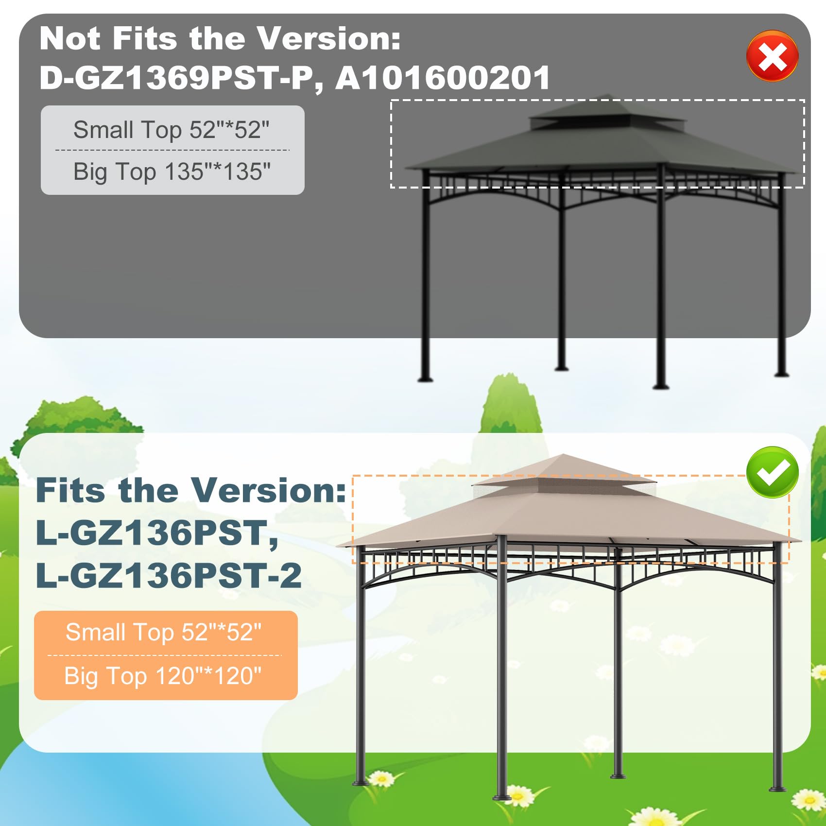 Replacement Canopy Top for Target Madaga Gazebo Model L-GZ136PST L