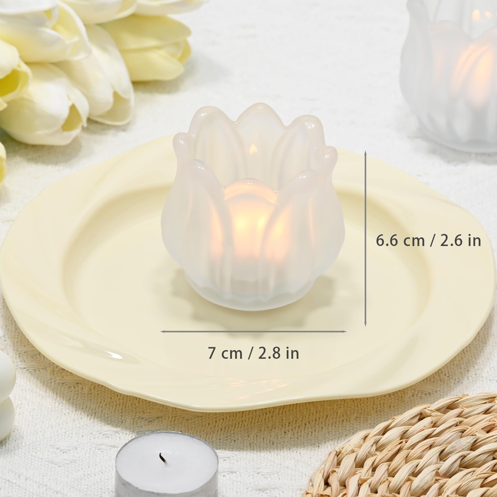 Lot De 6 Photophores En Verre Tulipe - Bougeoirs Décoratifs Pour Bougies Chauffe-Plat