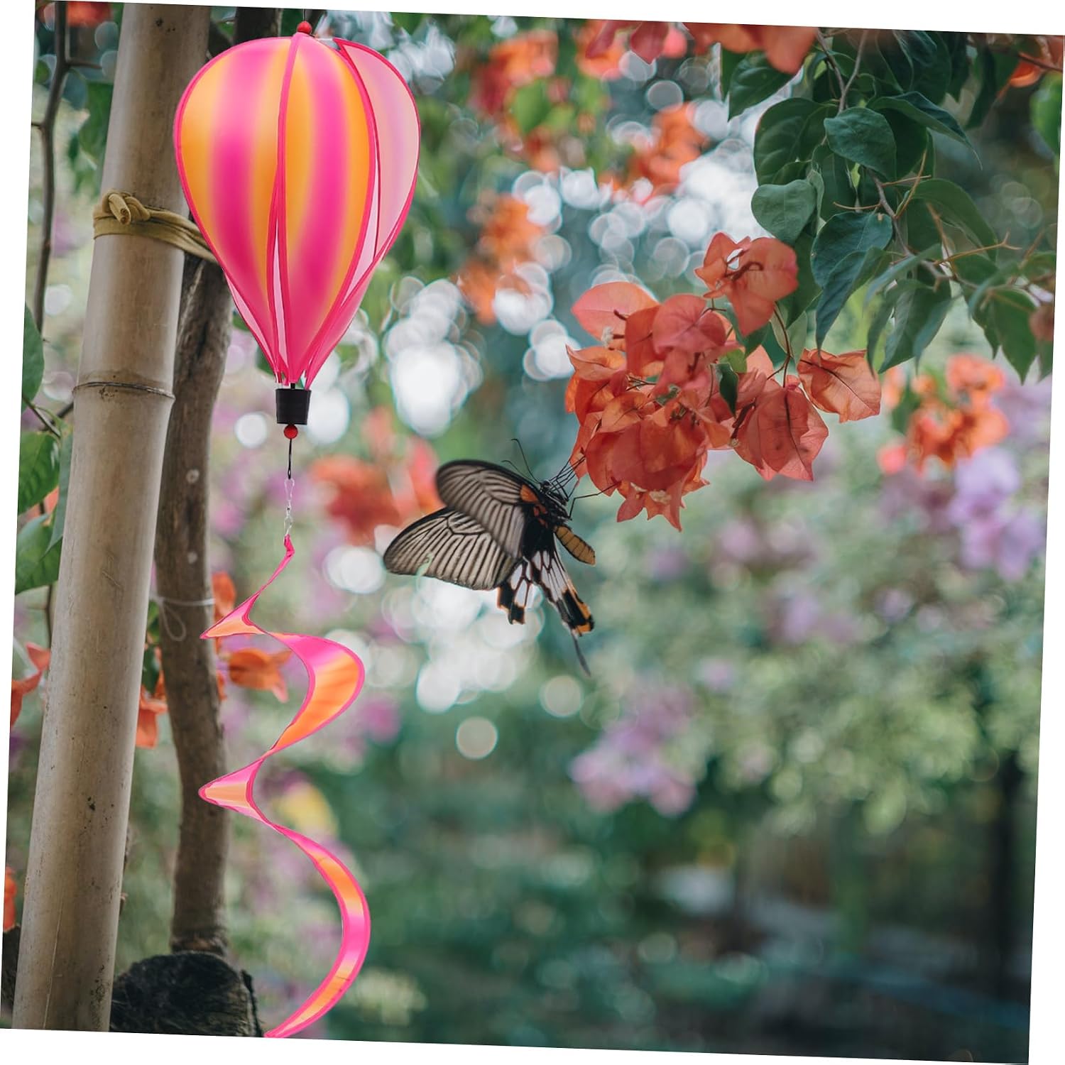 4pcs Colorful Hot Air Balloon Windmill Garden Decor Spiral Decoration for Parties Yards and Outdoor Events Vibrant Rainbow Design for Lawn and Flower Bed Displays