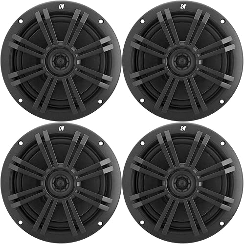 KICKER Paquete de altavoces coaxiales de 4 ohmios marinos de repuesto OEM negro de 6.5 pulgadas - 4 altavoces
