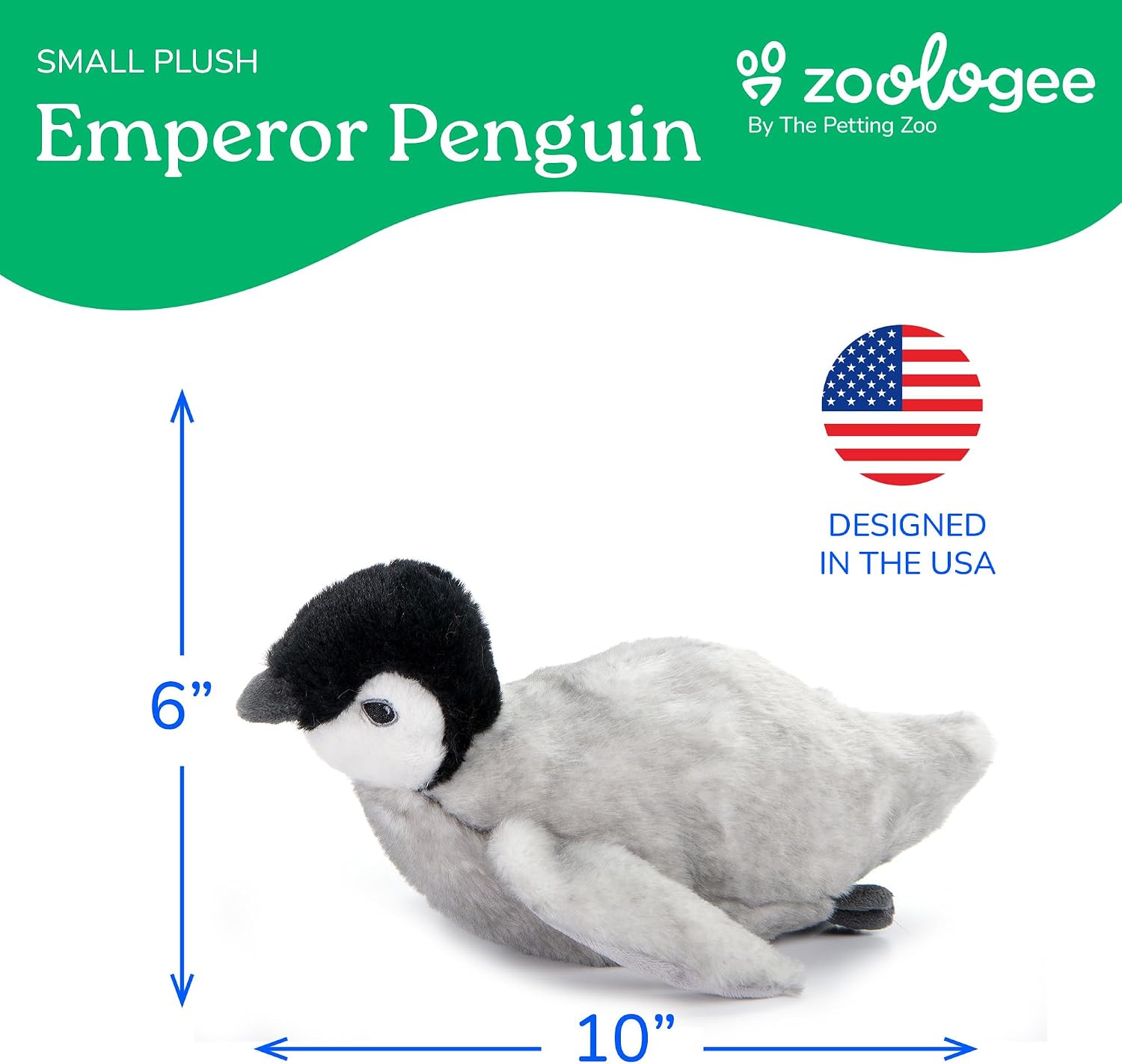 The Petting Zoo Swimming Penguin Chick Stuffed Animal Plushie, Gifts for Kids, Earth Keeperz Sealife Animals, Zoologee Grey Penguin Chick Plush Toy, 11 inches