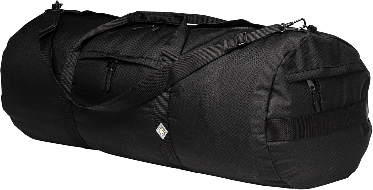 NorthStarSports Diamond Ripstop Travel Duffle Bags with Pockets, Ultra Tough & Tear Resistant, Reinforced Stitching, Weatherproof, Packable Foldable Duffle Bag for Traveling (16" x 40", 131L Black)
