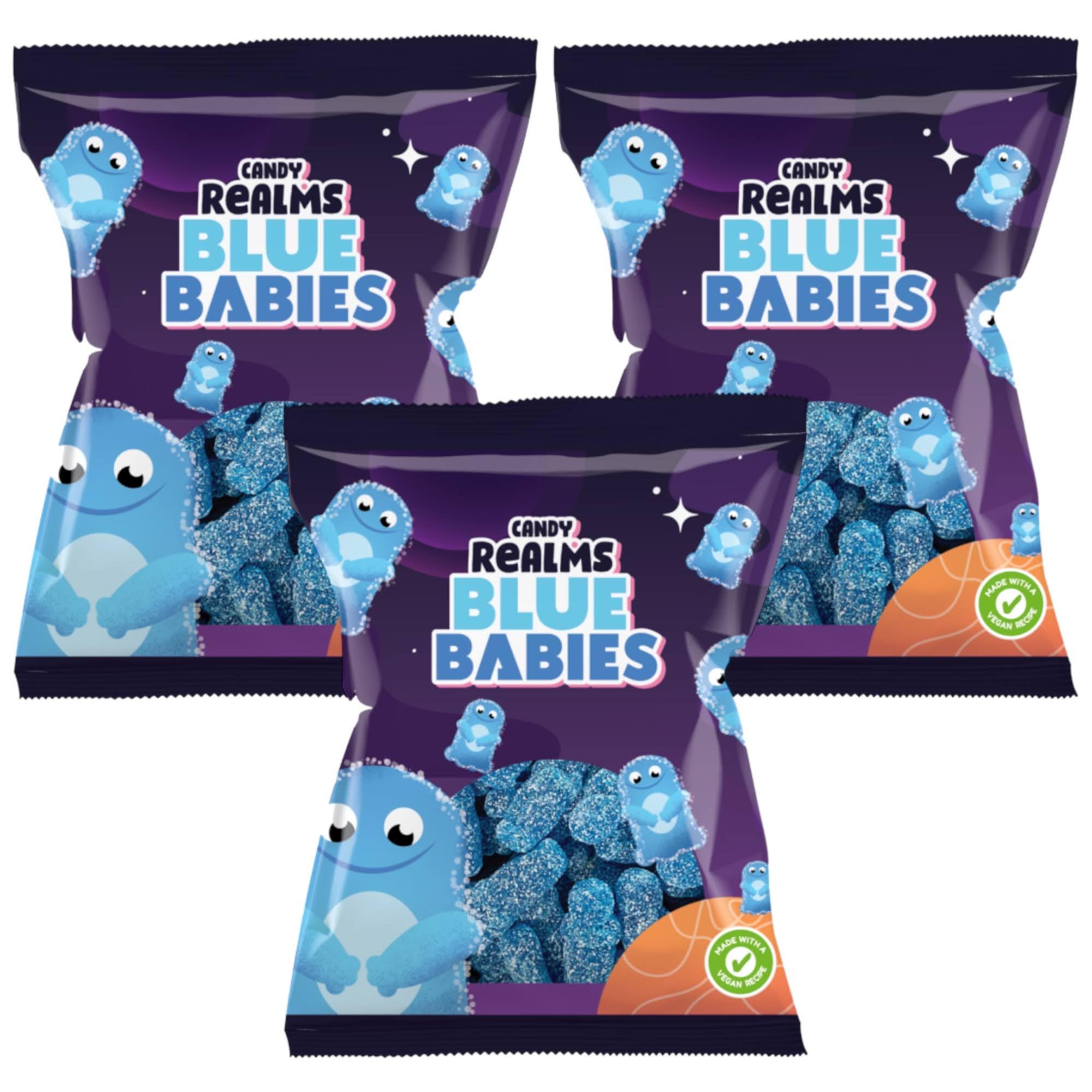 Candy Realms Blue Babies Gummy Fizzy Sugar Coated Sweets 190g - 3x Share Bags