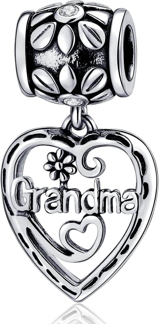 SOUKISS Grandma Heart Charms Authentic 925 Sterling Silver Family Love Mother Gifts Charm for European Bracelet