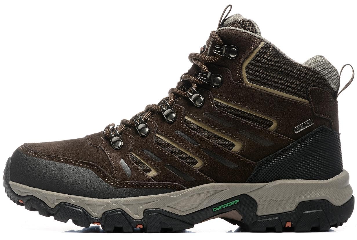 ROCKMARK Men's Waterproof Hiking Boots Outdoor Mid Trekking Lightweight Mountaineering Shoes(D428 brown,11)