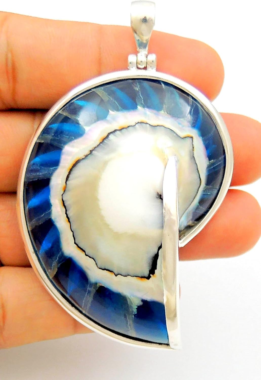 Mother of Pearl Shell Pendant, 925 Sterling Silver Mother of Pearl Necklace for Women Men Handmade Mother of Pearl Necklace Jewelry SA060 - Image 6