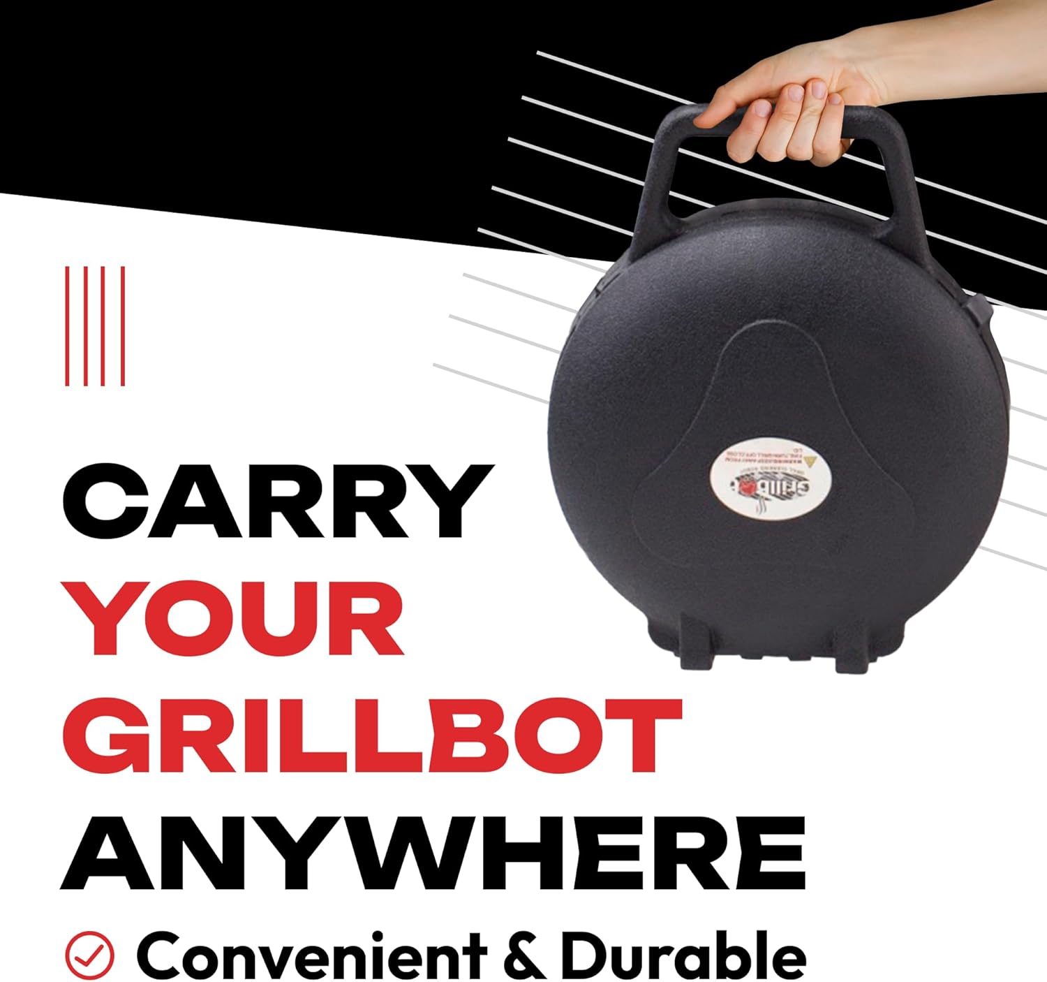 Grillbot Carry Case Automatic Grill Cleaning Robot – Weatherproof, Portable Protective Case with Handle & Locking Tabs