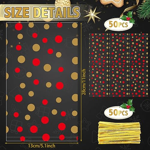 Miniatura 9 de HESTYA 50 bolsas planas de celofán transparentes para golosinas, bolsas de almacenamiento con patrón en la parte inferior de bloque, bolsas de