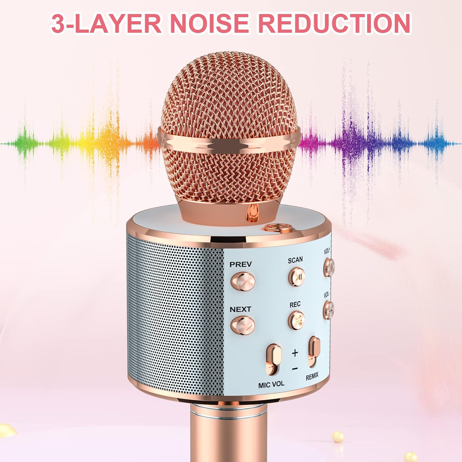 Ankuka Bluetooth Karaoke Microphone, Handheld Wireless Singing Karaoke Machine, Portable Mic Player Gifts for Christmas Birthday Home Party (Rose Gold)