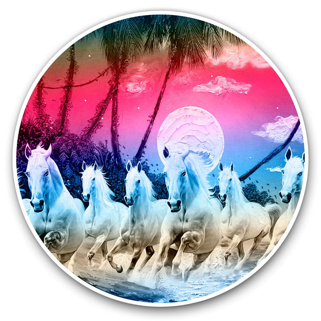 Destination Vinyl Ltd White Horses Pony 2090 2 X 30Cmvinyl Stickers - White Horses Pony Decals For Car Van Luggage Scrap Book Fridge #2090