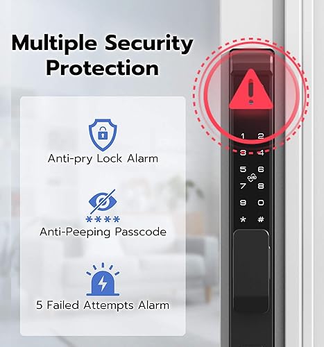 Miniatura 6 de Anweller Cerradura de puerta corrediza de cristal, teclado inteligente con código de huellas dactilares RFID, aplicación Bluetooth, electrónica