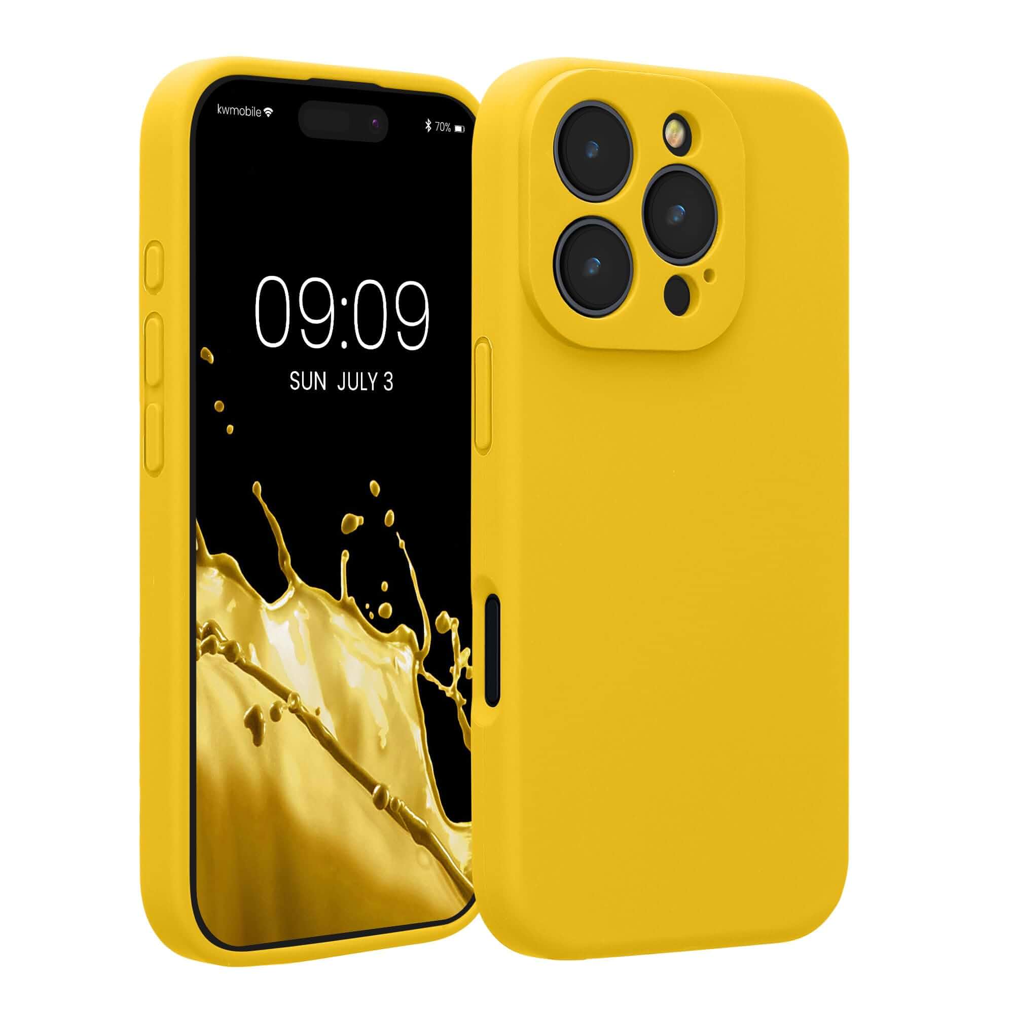 kwmobile Case Compatible with Apple iPhone 16 Pro Case - Slim TPU Silicone Phone Cover - Soft Touch Finish - Radiant Yellow