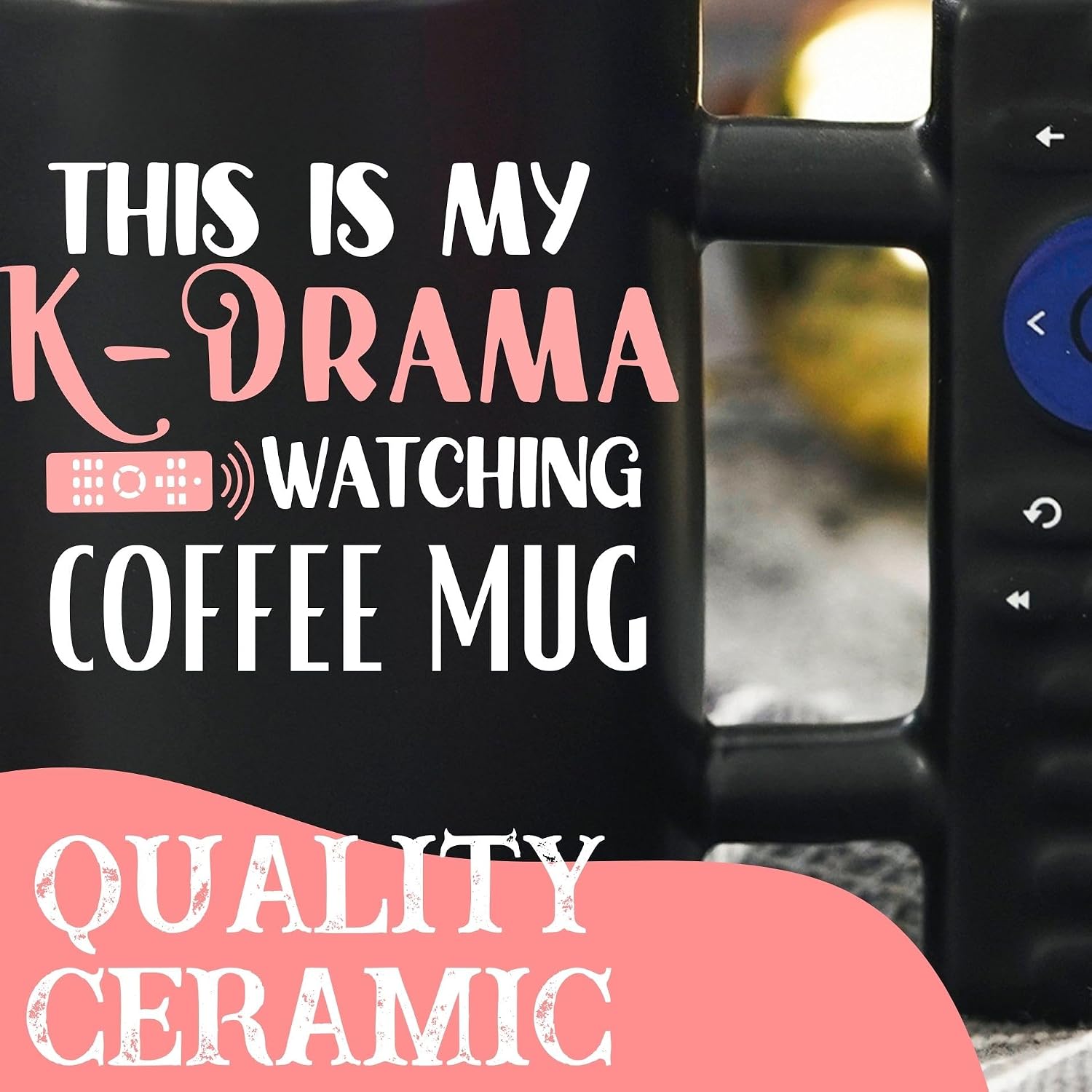 Onebttl Korean K Drama Gifts for Women, 13.5oz Coffee Mug with Remote Control Handle for Friends Coworkers for Christmas, Birthday - My K-Drama Watching Coffee Mug