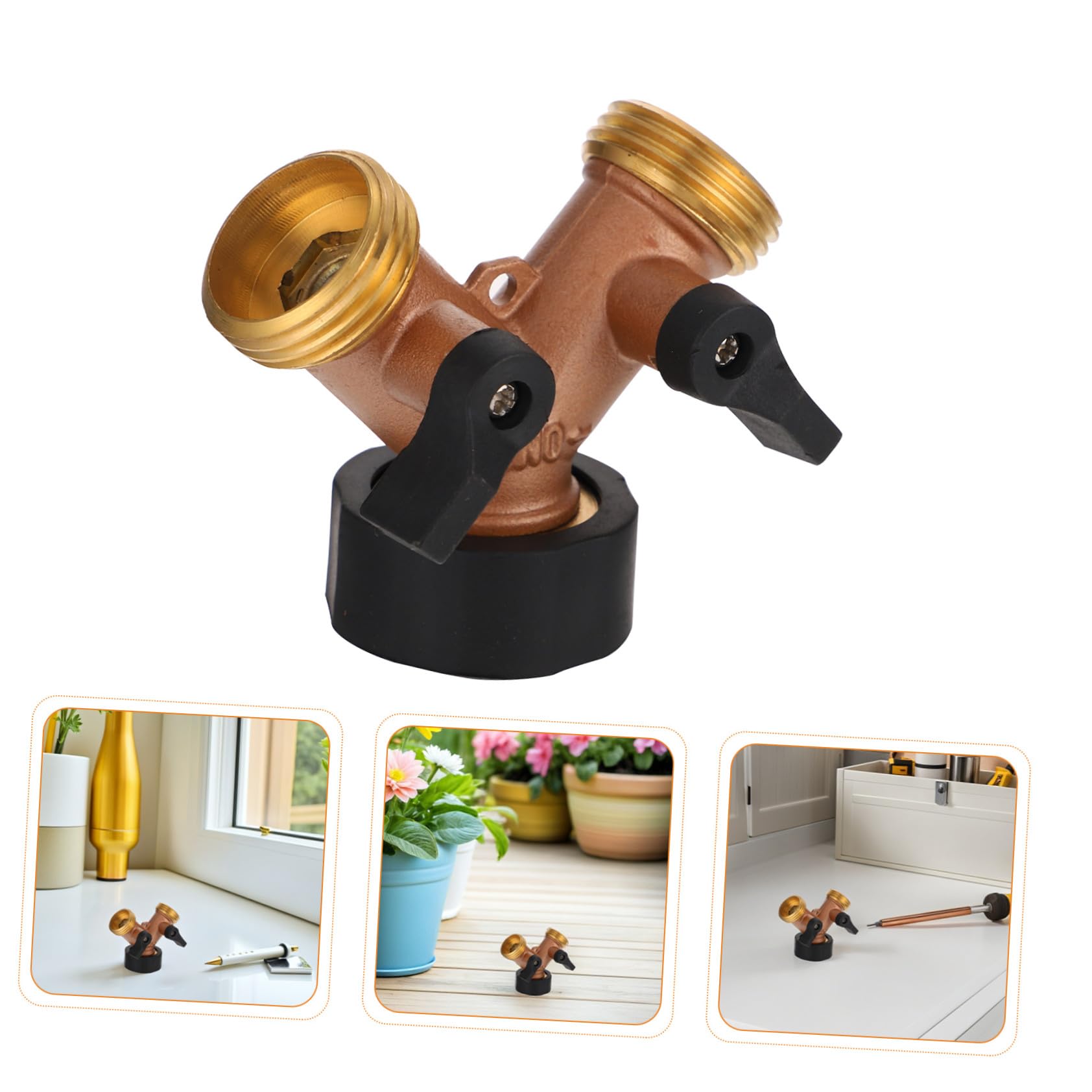 SHINEOFI 2stücke Wege-schlauchverteiler Aus Messing Für Gartenschläuche Schnellkupplungen Mit Tropfbewässerungsfunktion Für Außenwasserleitungen Wasserverteileradapter Für Bewässerungssyste
