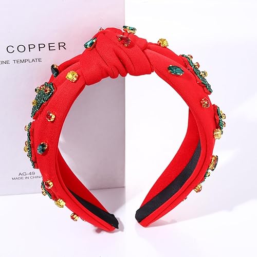 Miniatura 5 de Diadema de Navidad para mujer, accesorios de Navidad con cuentas, arco de Navidad, copo de nieve, diadema anudada HOHOHO, diadema con nudo en la