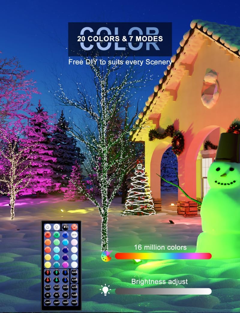 LED Flood Light Outdoor 500W Equiv, 50W RGBW Color Changing Outdoor Floodlights with Remote, Uplighting Indoor IP66 Landscape Floor Lighting Stage Spotlights, Uplights for Christmas Events