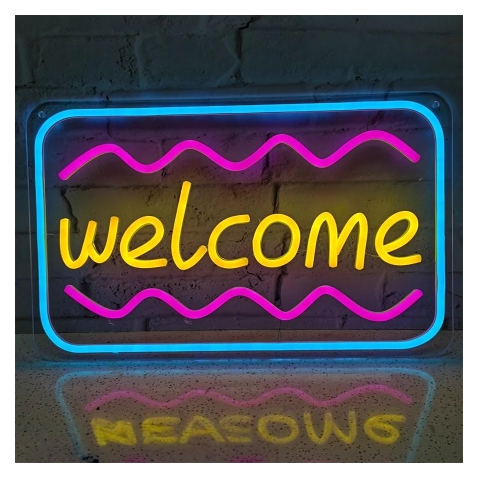 Hanging Art Neon Signs "Welcome"Neon Sign Letter Design Light Wall Decoration Restaurant Salon Bar Coffee Hotel Shop Party 51x32cm