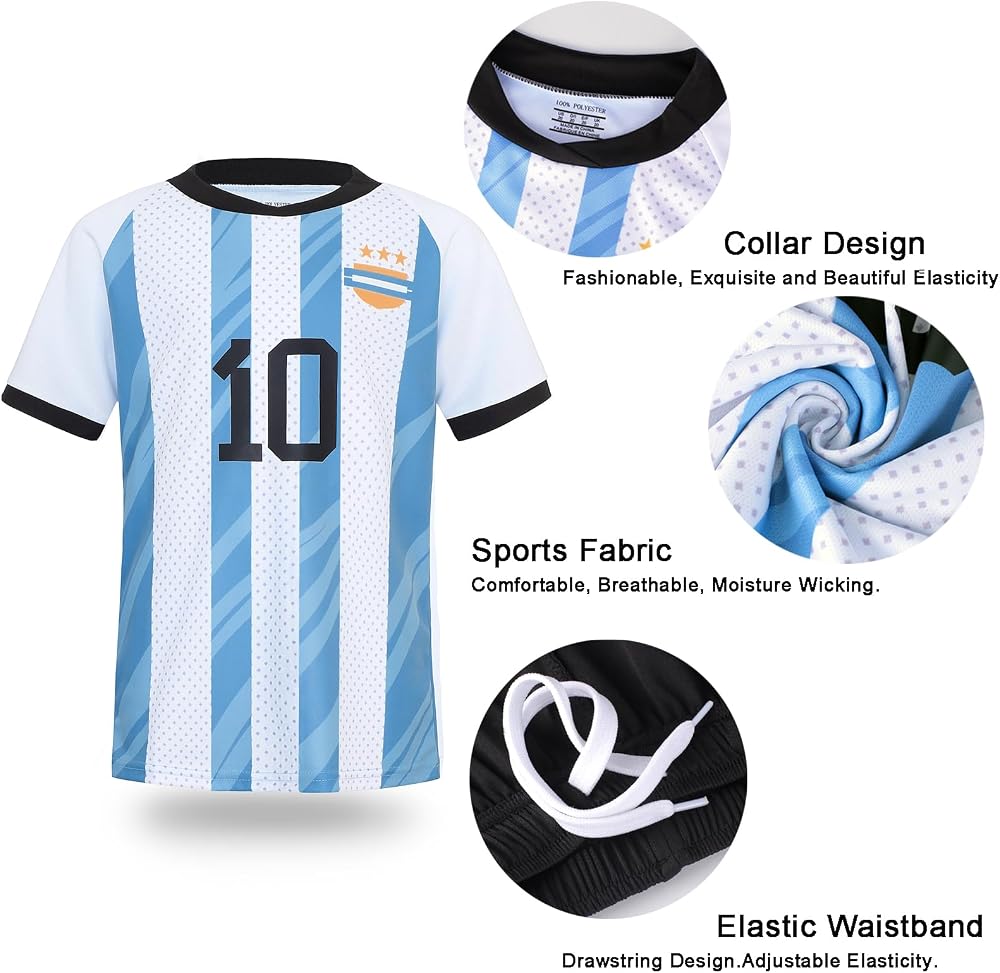 Soccer Jerseys for Kids Boys Girls Youth for Sport Football Training Uniform Soccer Fans Shirt Gift Kit Set