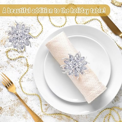 Vista 19 de Legigo Juego de 8 servilleteros de corona de Navidad, corona de diamantes, servilleteros de Navidad para servilletas de tela, decoración de mesa
