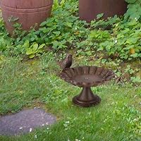 WILDLIFE FRIEND Álló Madáritató Kertbe és Erkélyre - Fagyálló Öntöttvas Víztál Madaraknak, Méheknek, Rovaroknak, Barna Színben 6