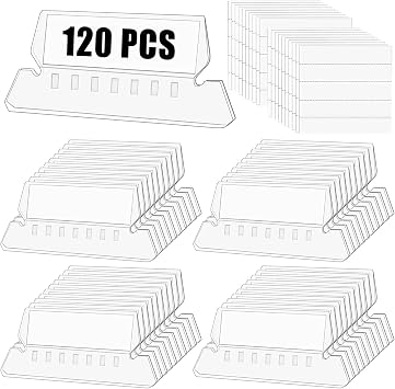 Jovitec File Folder Tabs, 120 Hanging File Folder Plastic Tabs and 120 Inserts for Quick Organize and Identification Files, Easy to ReadFlat,2 Inch