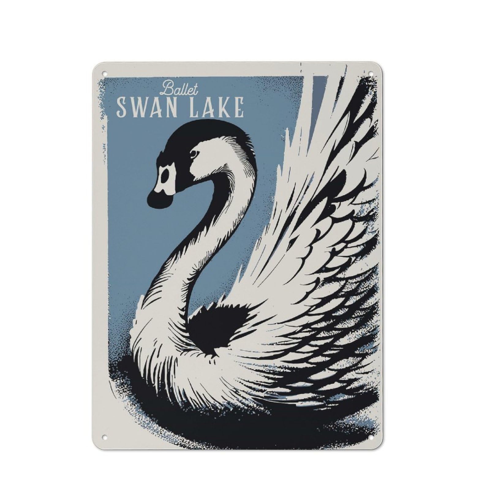 Junmoney Style-3 Loft Style Swan Lake Ballet (2) Decorative Metal Plaque 40X30cm, Studio Wall Art For Workspace, Cafe, Hallway Or Garage