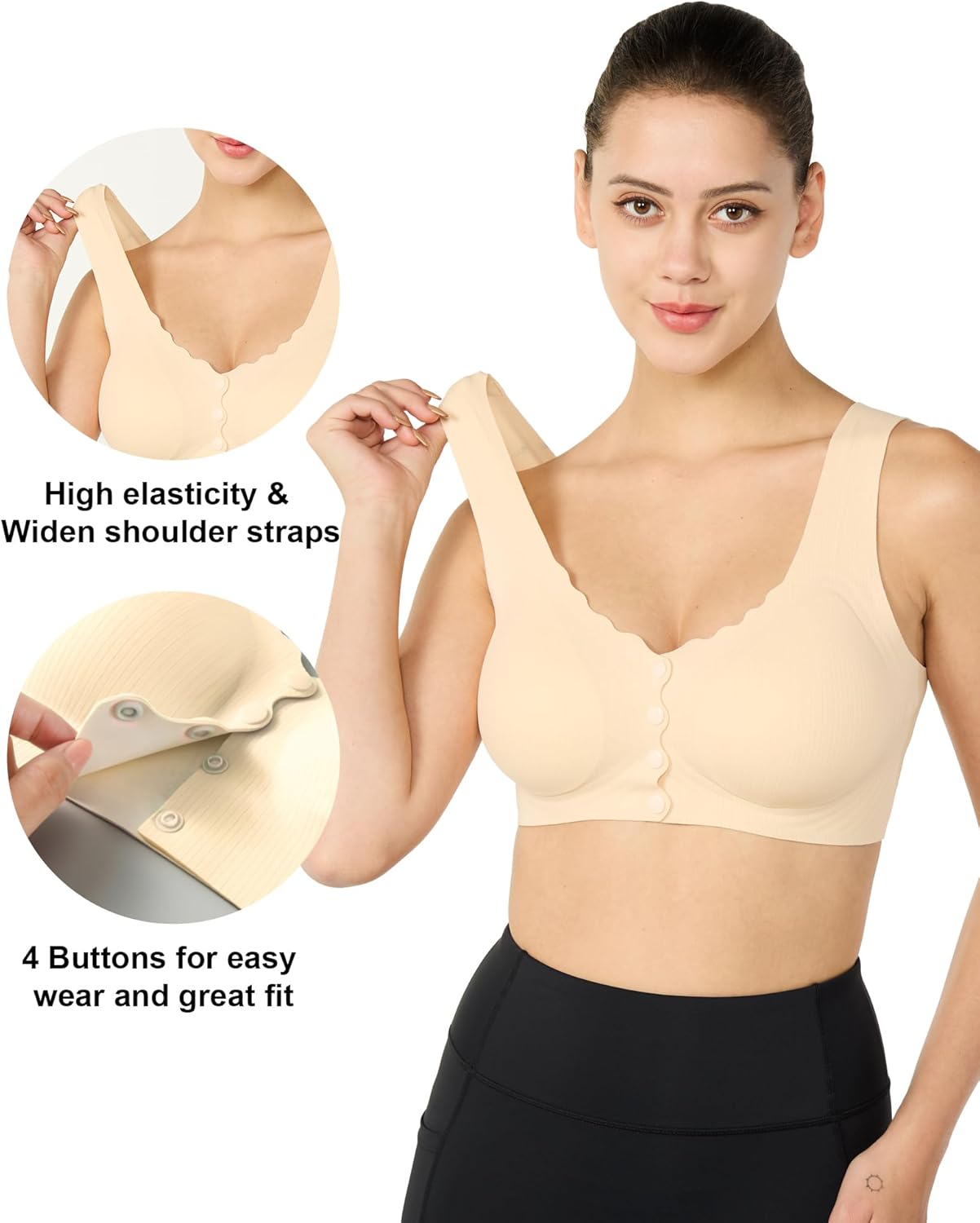 Wireless Support Bras for Women Front Closure Lift No Underwire Comfortable Seamless - Image 5