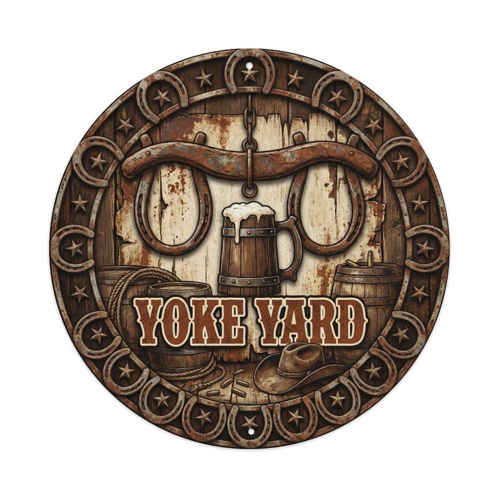 Vintage Beer Western Cowboy Yoke Yard Retro Bar for Pub Metal Tin Sign