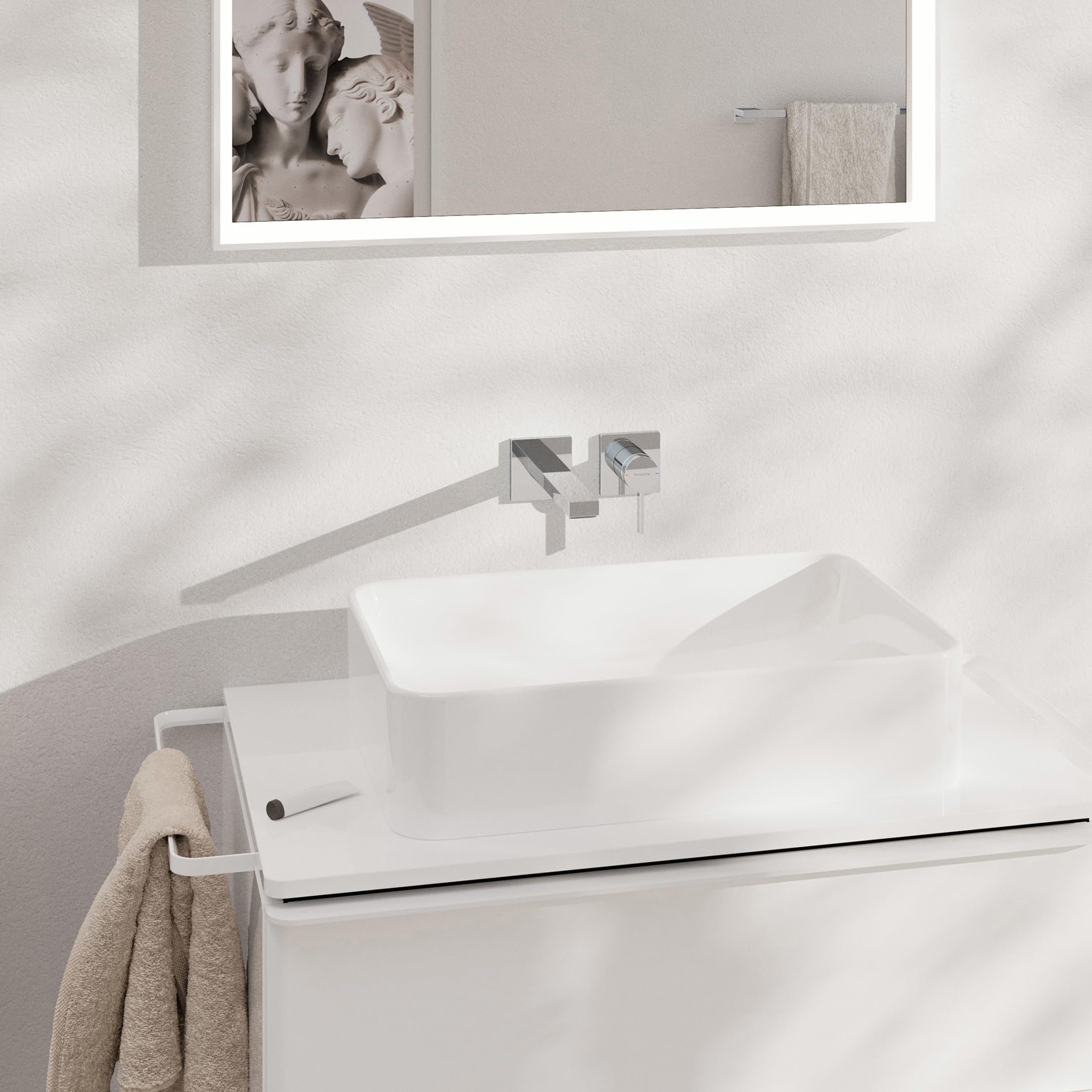 hansgrohe Tecturis E - Mitigeur lavabo encastré avec garniture de vidage, Robinet de salle de bain avec longueur sous bec 22,5 cm, économie d'eau (EcoSmart+), Chromé, 73051000