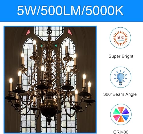 Miniatura 8 de Energetic - Bombilla LED transparente E12 B10 clásica, equivalente a 40 W, blanco suave 2700 K, filamento de vidrio transparente, no regulable,