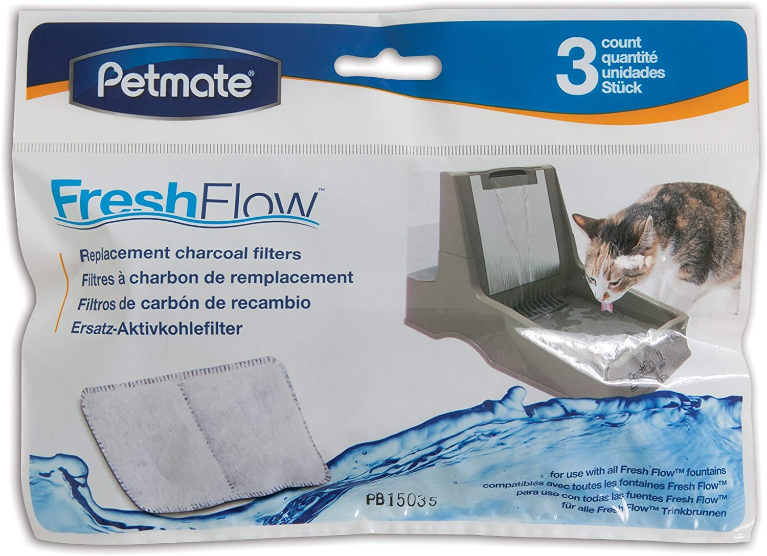 (2 Pack) Petmate Charcoal Filter Fits all Fresh Flow Pet Fountains - 3 Pack