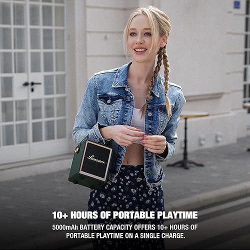 Miniatura 5 de Action - Altavoz portátil de madera con asa, pequeños altavoces Bluetooth portátiles con batería de 5000 mAh, Bluetooth inalámbrico para campaña en