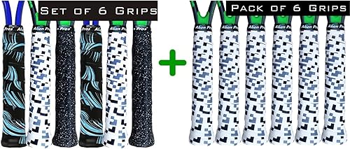 ALIEN PROS Paquete de 12 cintas de agarre para raqueta de tenis Sailor Mix & Tetris  Agarre de tenis con sensación de humedad  Envuelve tu raqueta